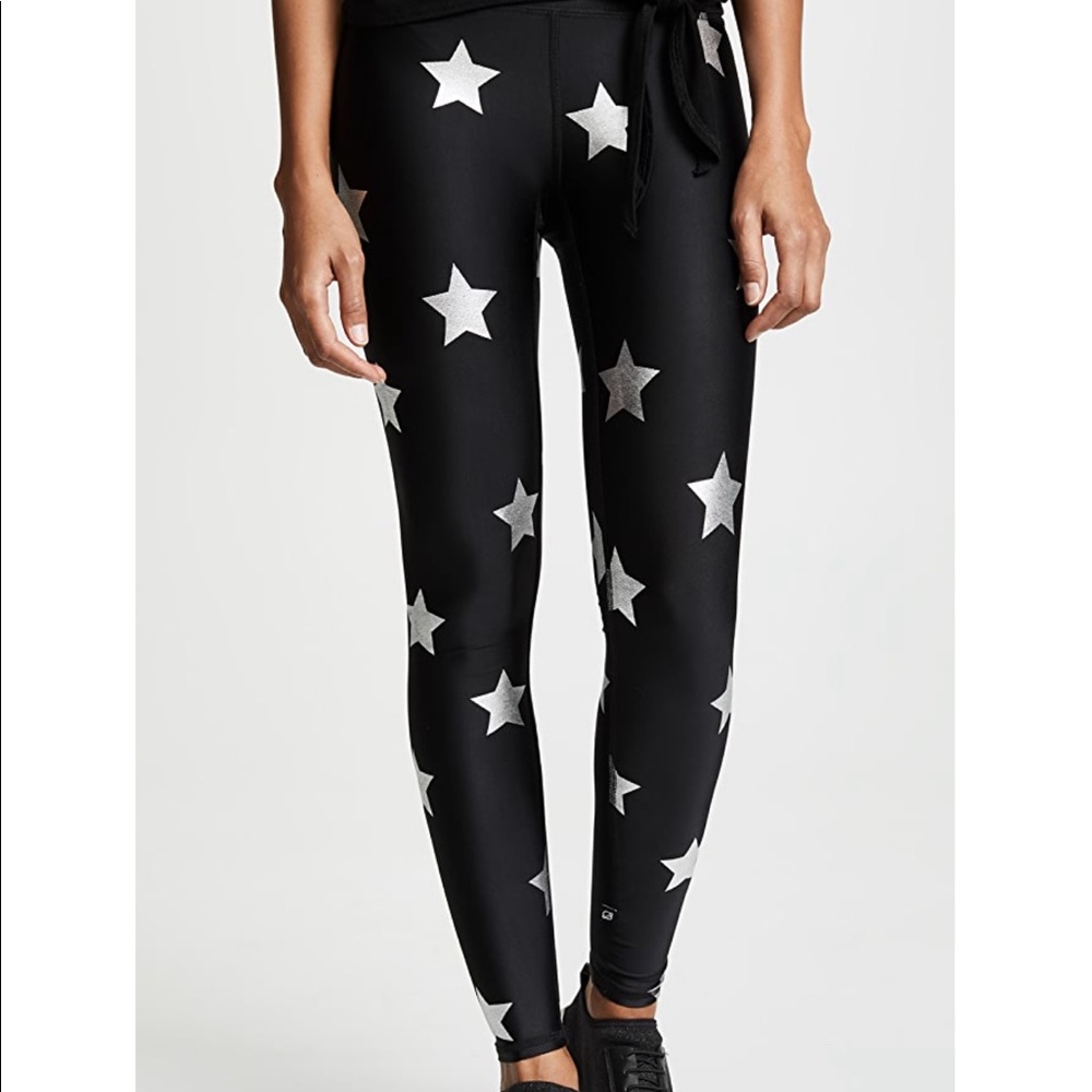 Terez Black Leggings with Silver Star Accents